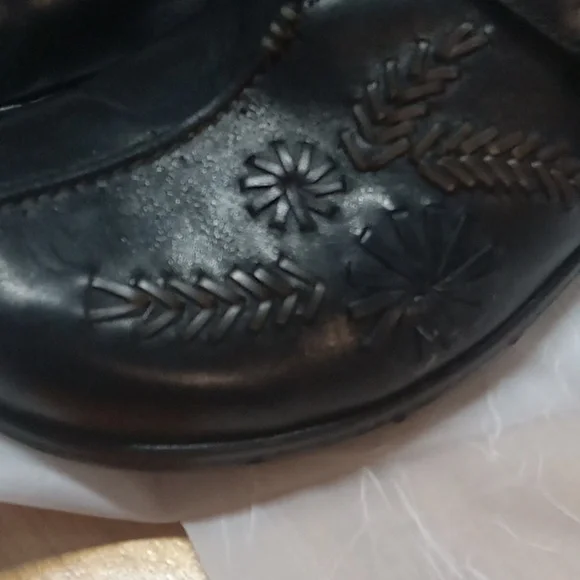 Structured  by clarks black leather embroidered clogs size 9.5 Y2k - Picture 3 of 7